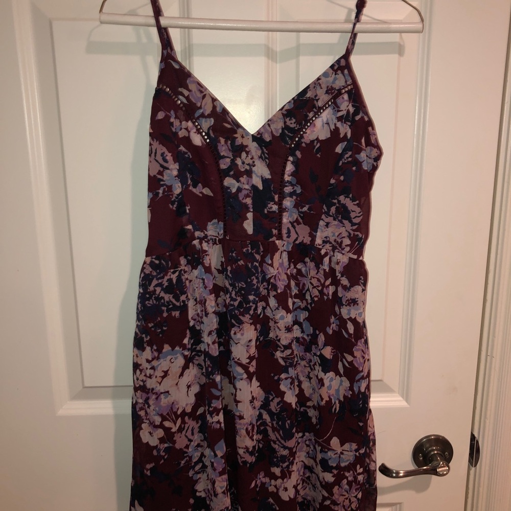 flowy maroon floral dress